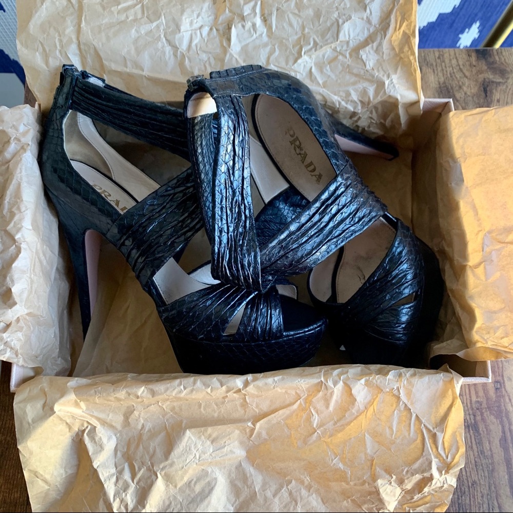 Prada Python Leather Platform Heels - image 2